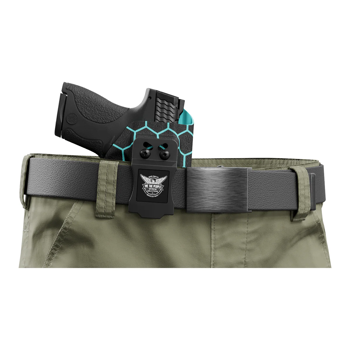Aqua Honeycomb Custom Printed Holster - IWB Kydex Holster - Image 5