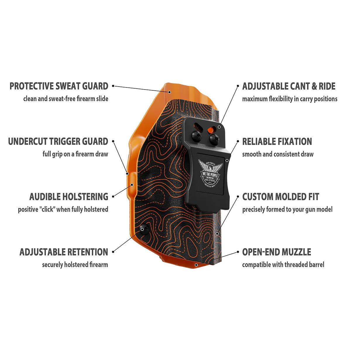 Orange Topographic Map Custom Printed Holster - IWB Kydex Holster - Image 9